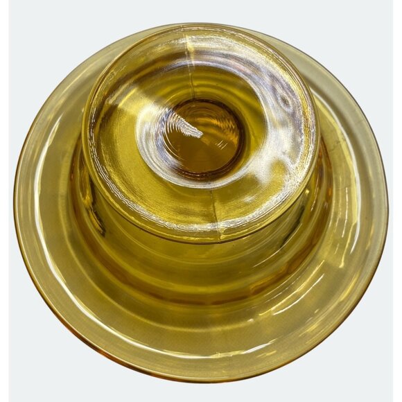 Vintage Amber Glass Compote Bowl / Dish With Elegant Pedestal Base For Home Deco - Picture 5 of 5